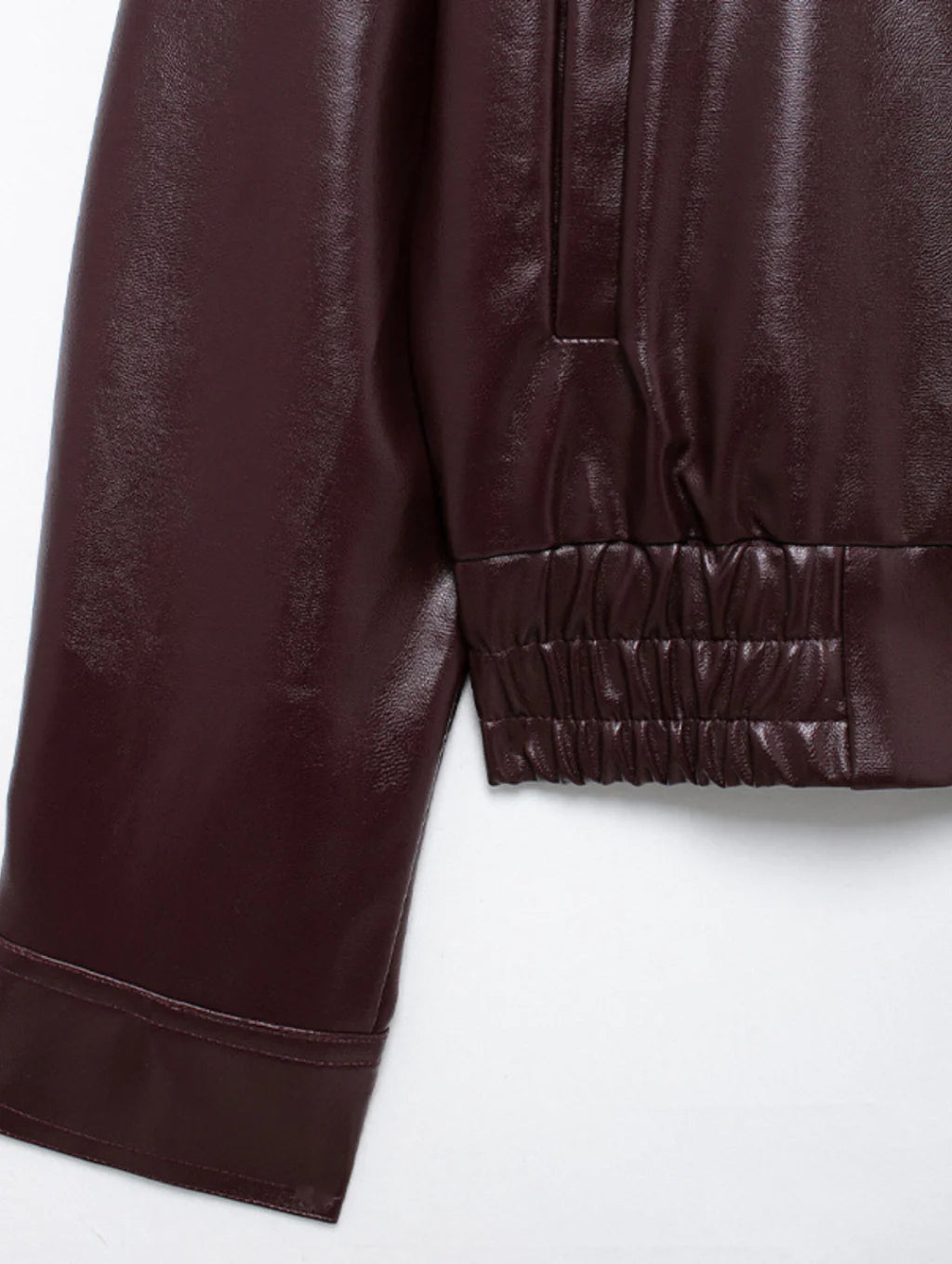 Jaqueta de Couro com Ziper Frontal