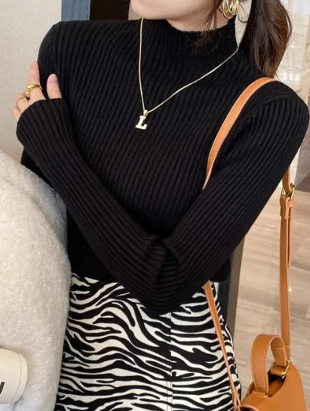 Blusa Canelada Gola Alta