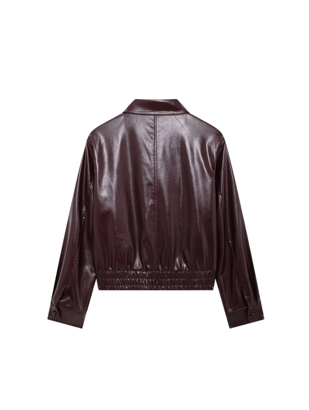 Jaqueta de Couro com Ziper Frontal