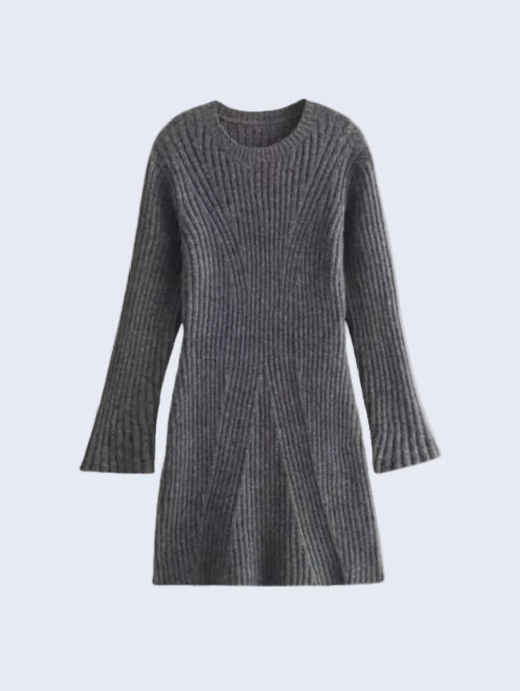 Vestido Curto de Manga Longa em Lã