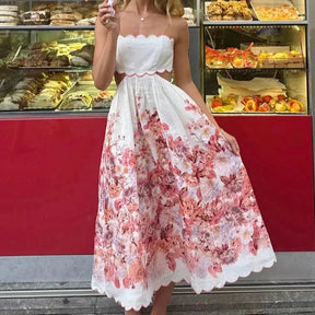 Vestido Midi com Decote Reto