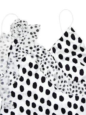 Vestido Longo com Estampa Poá