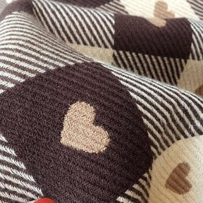 Cachecol Cashmere Xadrez com Coração de Malha Premium