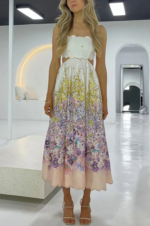 Vestido Longo Midi com Decote Reto