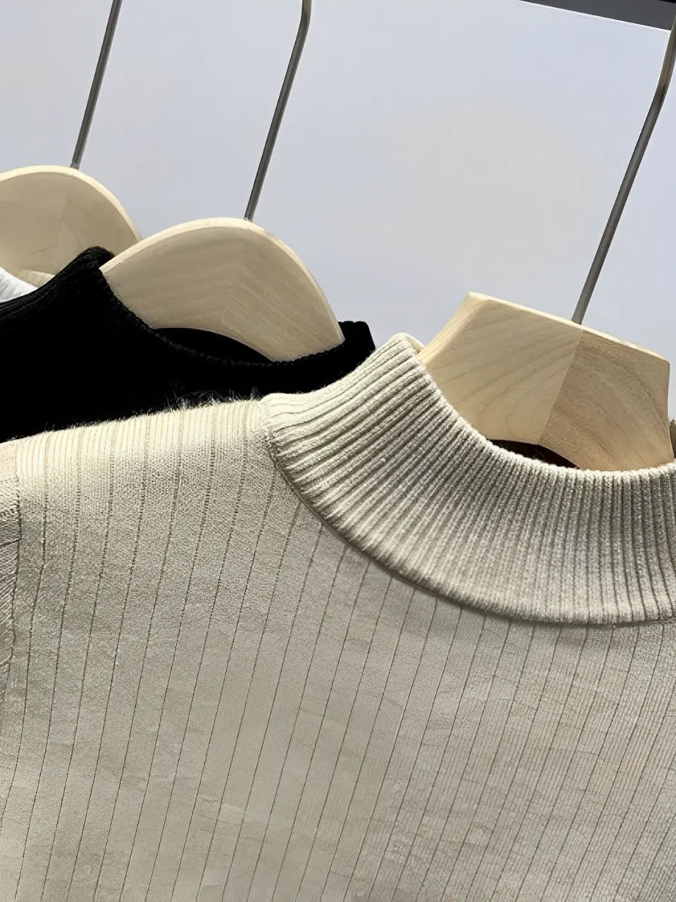 Suéter Peluciado Canelado de Algodão com Gola Alta - Fleece