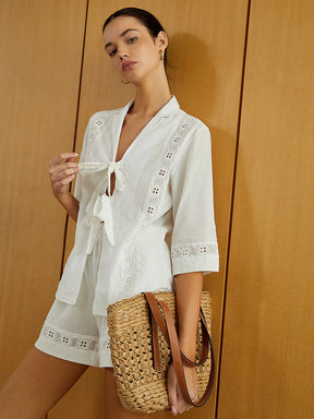 Conjunto com Blusa de Manga Curta com Recorte e Short