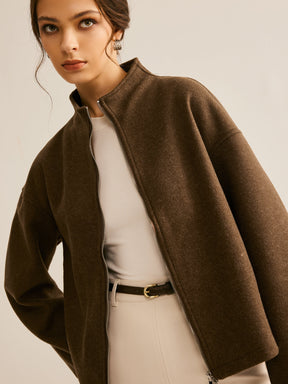 Casaco Casual Tweed com Zíper