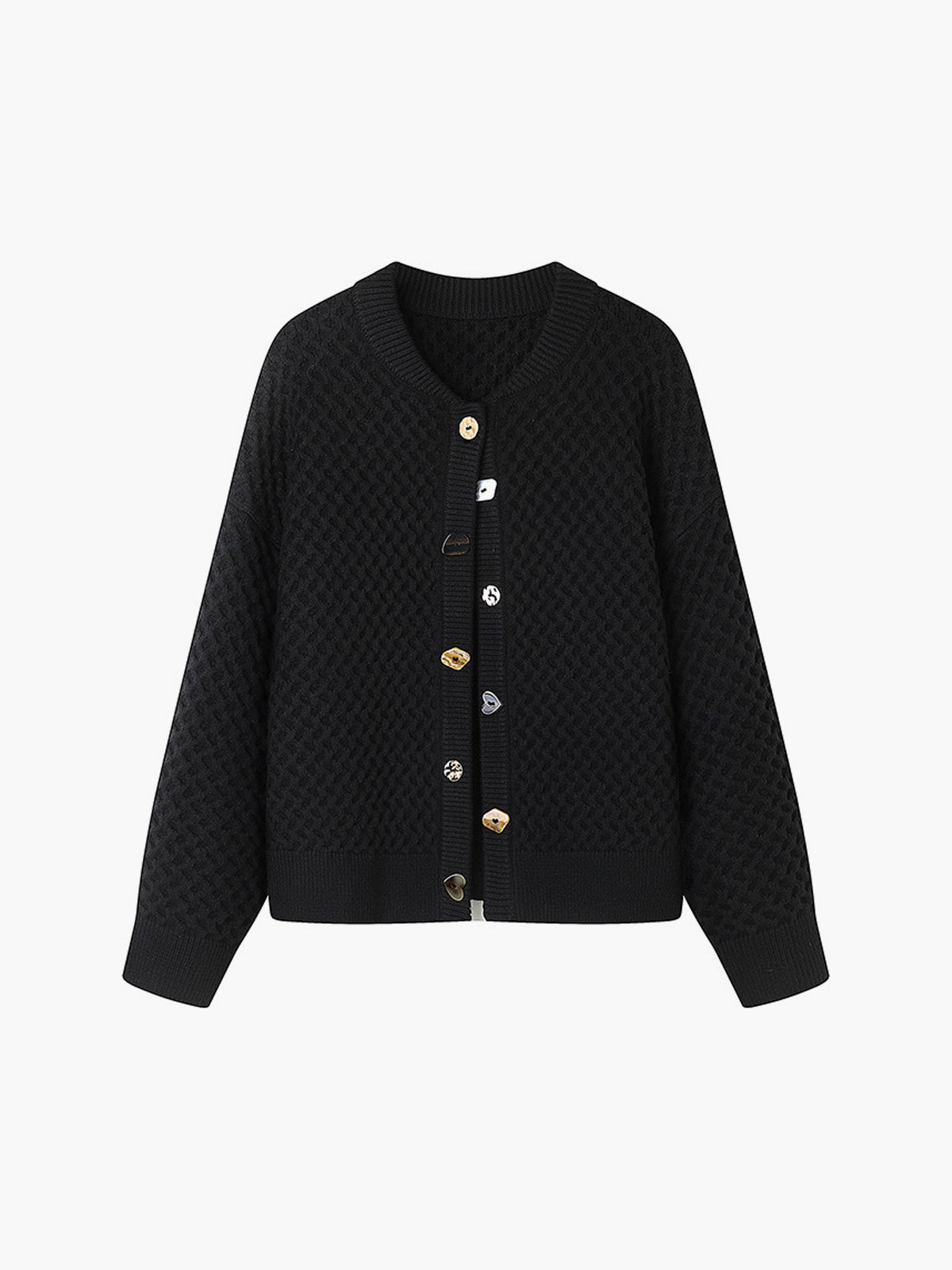 Cardigan com Botões Geometricos