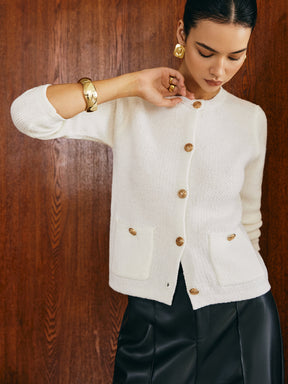 Cardigan com Botões de Metal