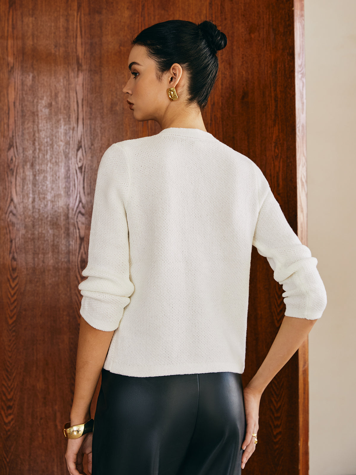 Cardigan com Botões de Metal