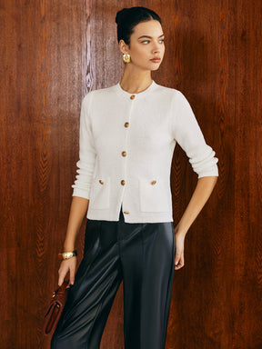 Cardigan com Botões de Metal