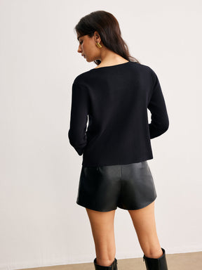 Cardigan de Malha com Bolsos e Laços