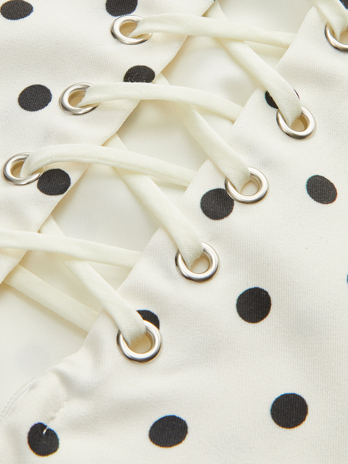 Vestido Curto com Estampa Polka - Lace