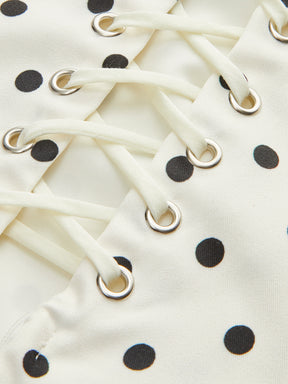 Vestido Curto com Estampa Polka - Lace