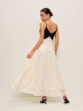 Vestido Longo com Frente Torcida em Dois Tons - Twist