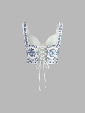 Conjunto de Saia Estampada com Amarração nas Costas