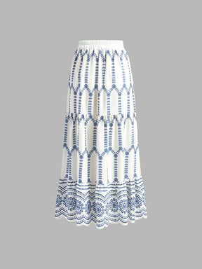 Conjunto de Saia Estampada com Amarração nas Costas