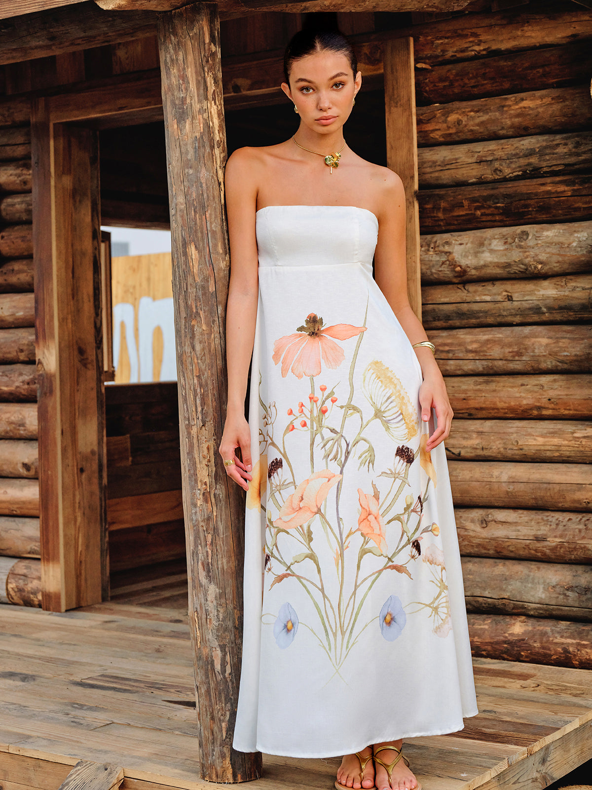 Vestido Floral Sem Alças