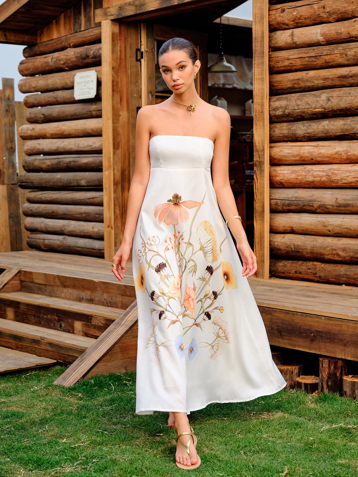 Vestido Floral Sem Alças