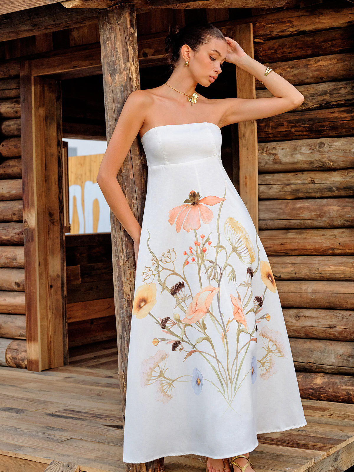 Vestido Floral Sem Alças