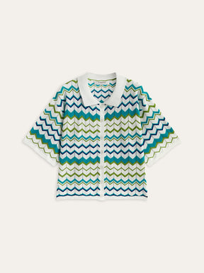 Conjunto de Camisa e Short de Malha com Padrão Chevron