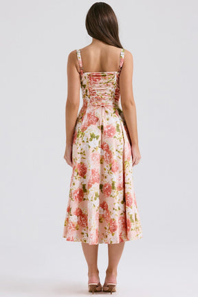 Vestido Floral com Decote Corset - Florence