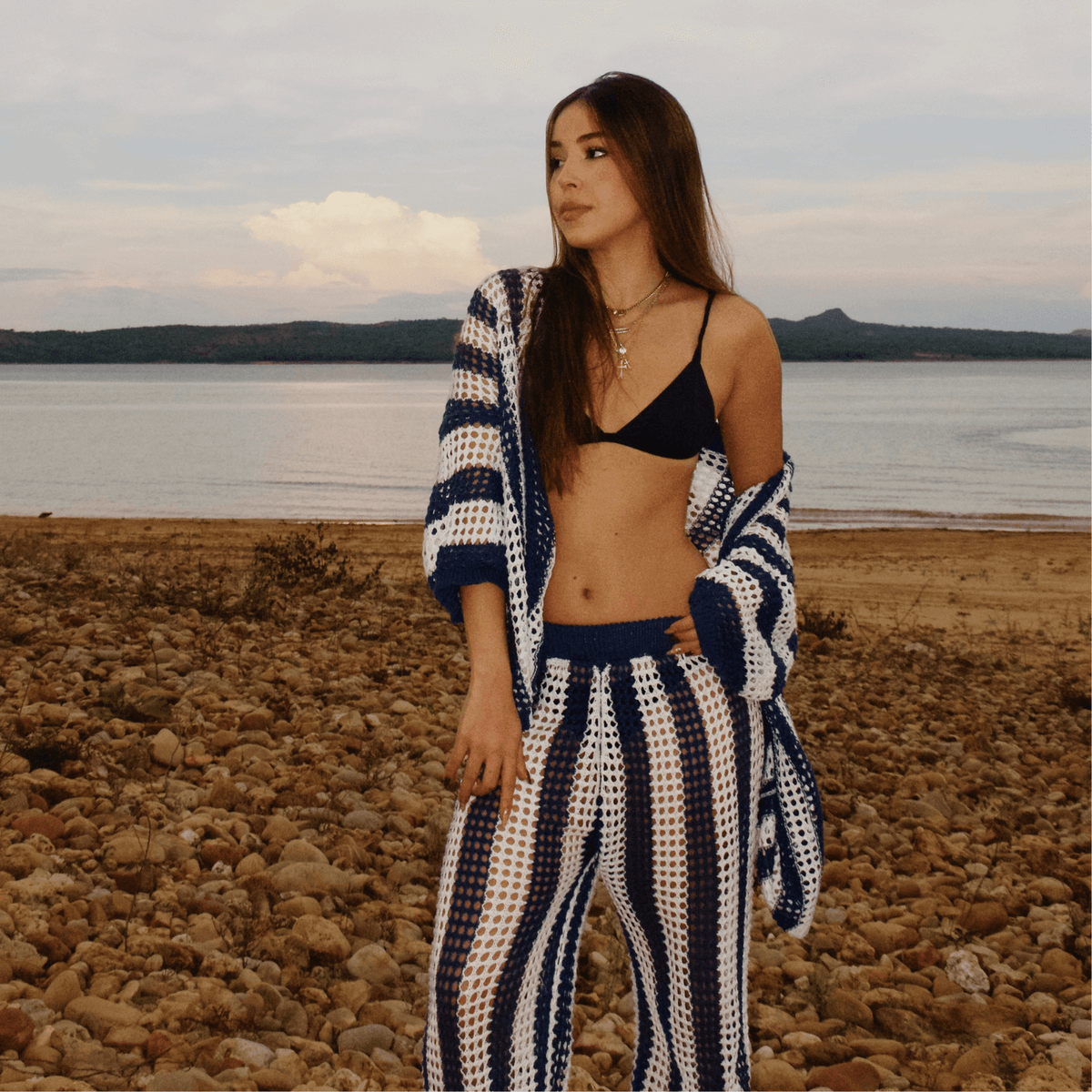 Conjunto Listrado de Blusa e Camisa - Barra