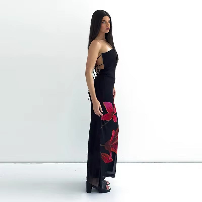 Vestido Longo com Estampa de Flores - Camellia