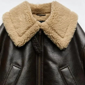 Jaqueta de Couro Forrada em Lã [PRONTA ENTREGA]