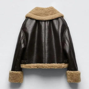 Jaqueta de Couro Forrada em Lã