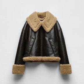 Jaqueta de Couro Forrada em Lã [PRONTA ENTREGA]