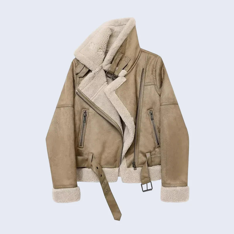 Jaqueta de Couro Forrada em Lã