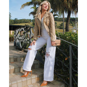 Jaqueta de Couro com Zíper