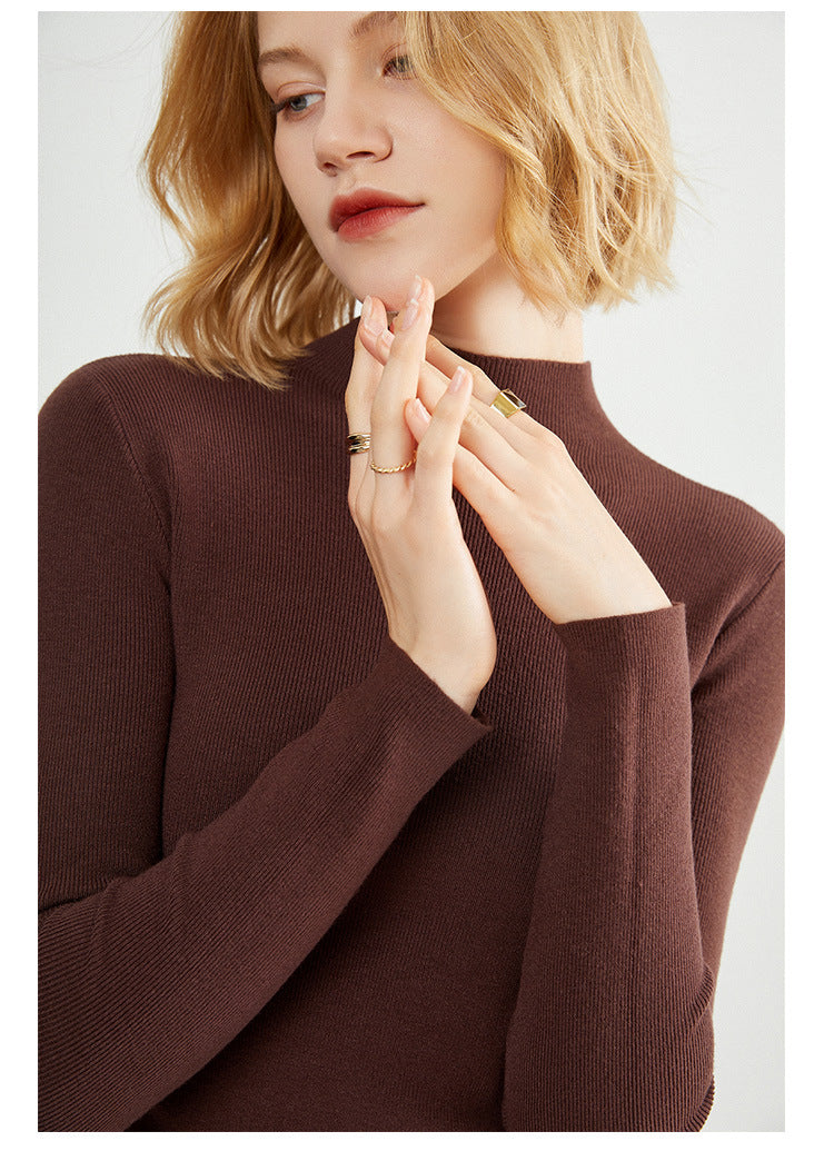 Blusa Básica de Lã Manga Longa