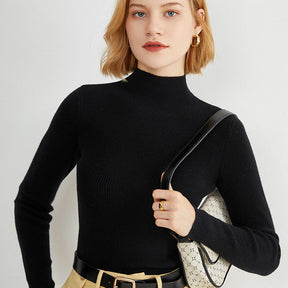 Blusa Básica de Lã Manga Longa