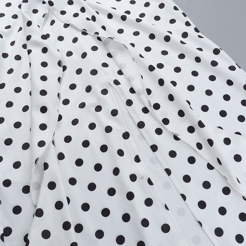 Vestido Longo com Decote Halter com Estampa em Poá - Vintage