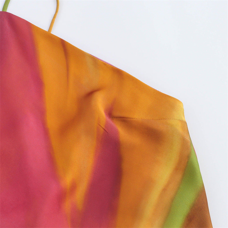 Vestido Acetinado Estampado - Flora