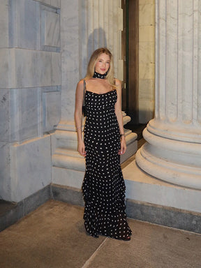 Vestido Longo com Estampa Poá - Grace