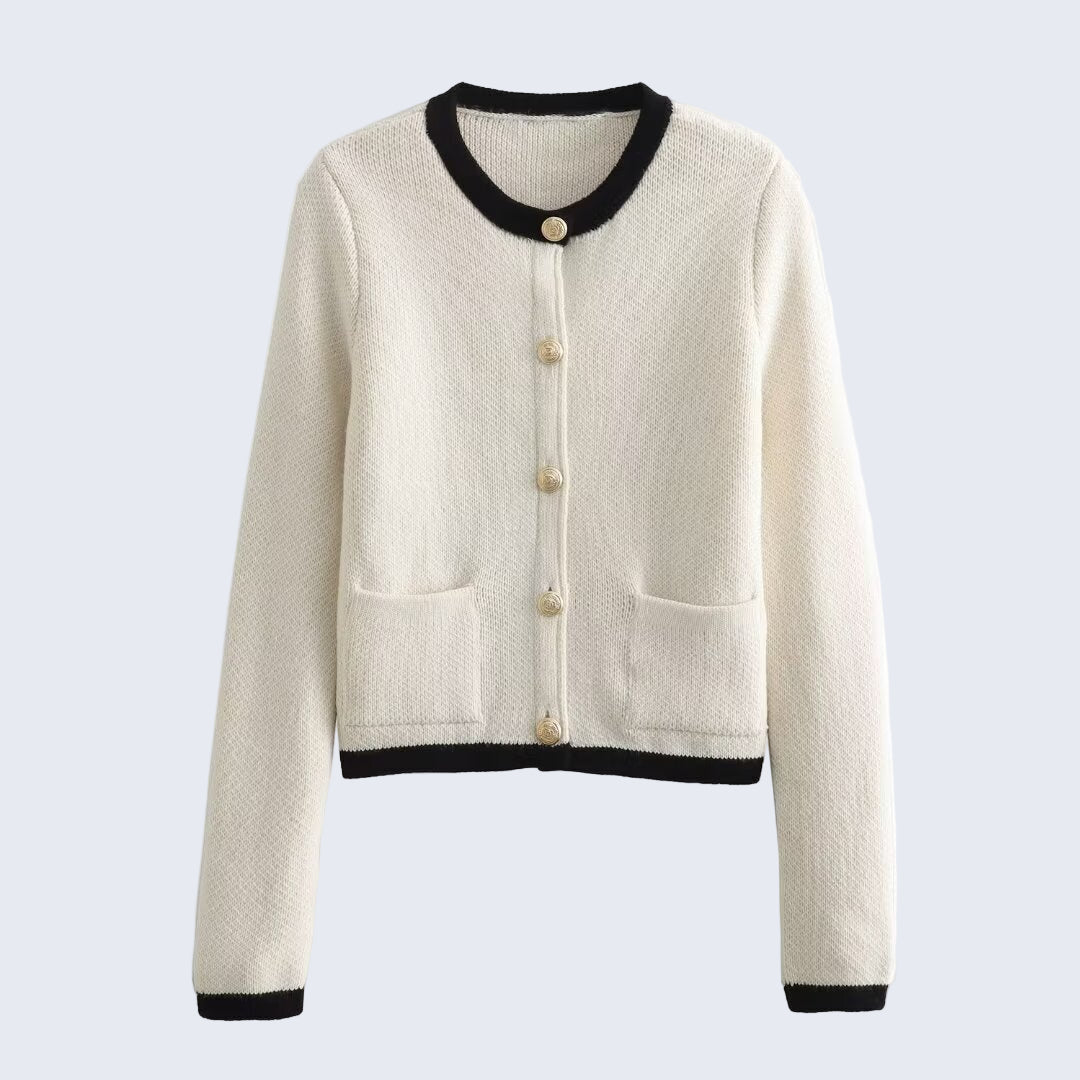 Cardigan de Malha com Acabamento Constrantante