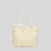 Bolsa de Praia em Palha Nobre Bordada com Flores