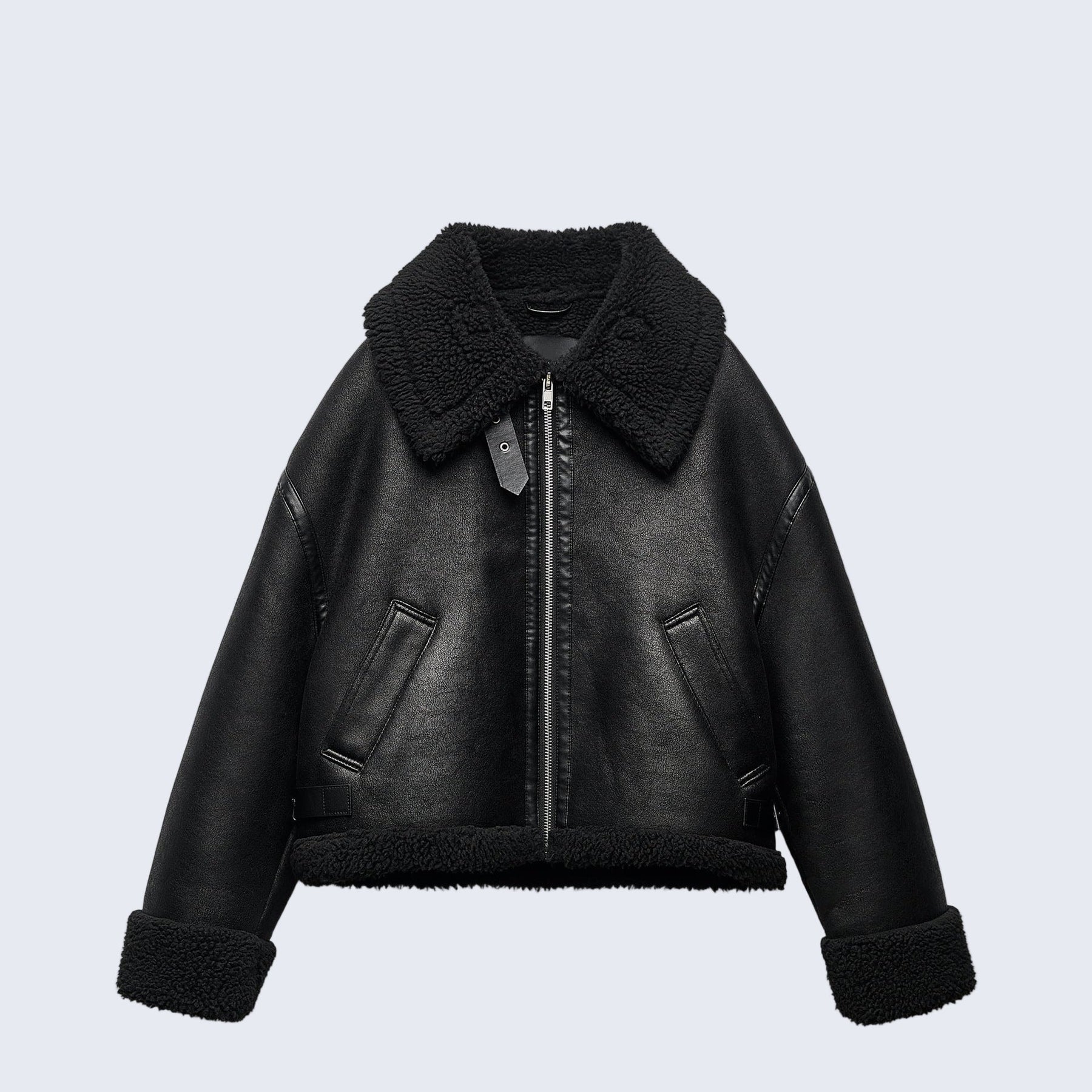 Jaqueta de Couro Forrada em Lã