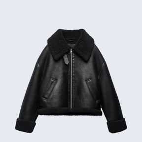 Jaqueta de Couro Forrada em Lã