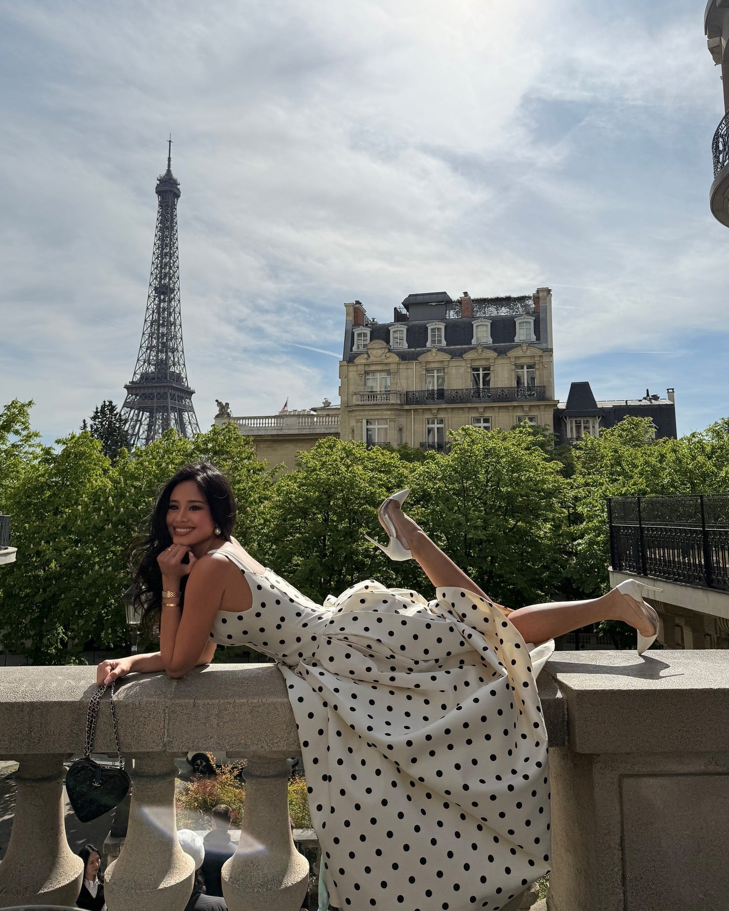 Vestido Longo com Estampa Poá - Brigitte