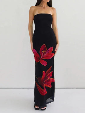 Vestido Longo com Estampa de Flores - Camellia