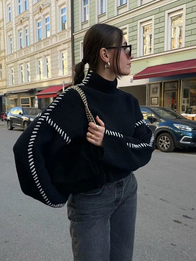 Suéter Contrastante em Algodão