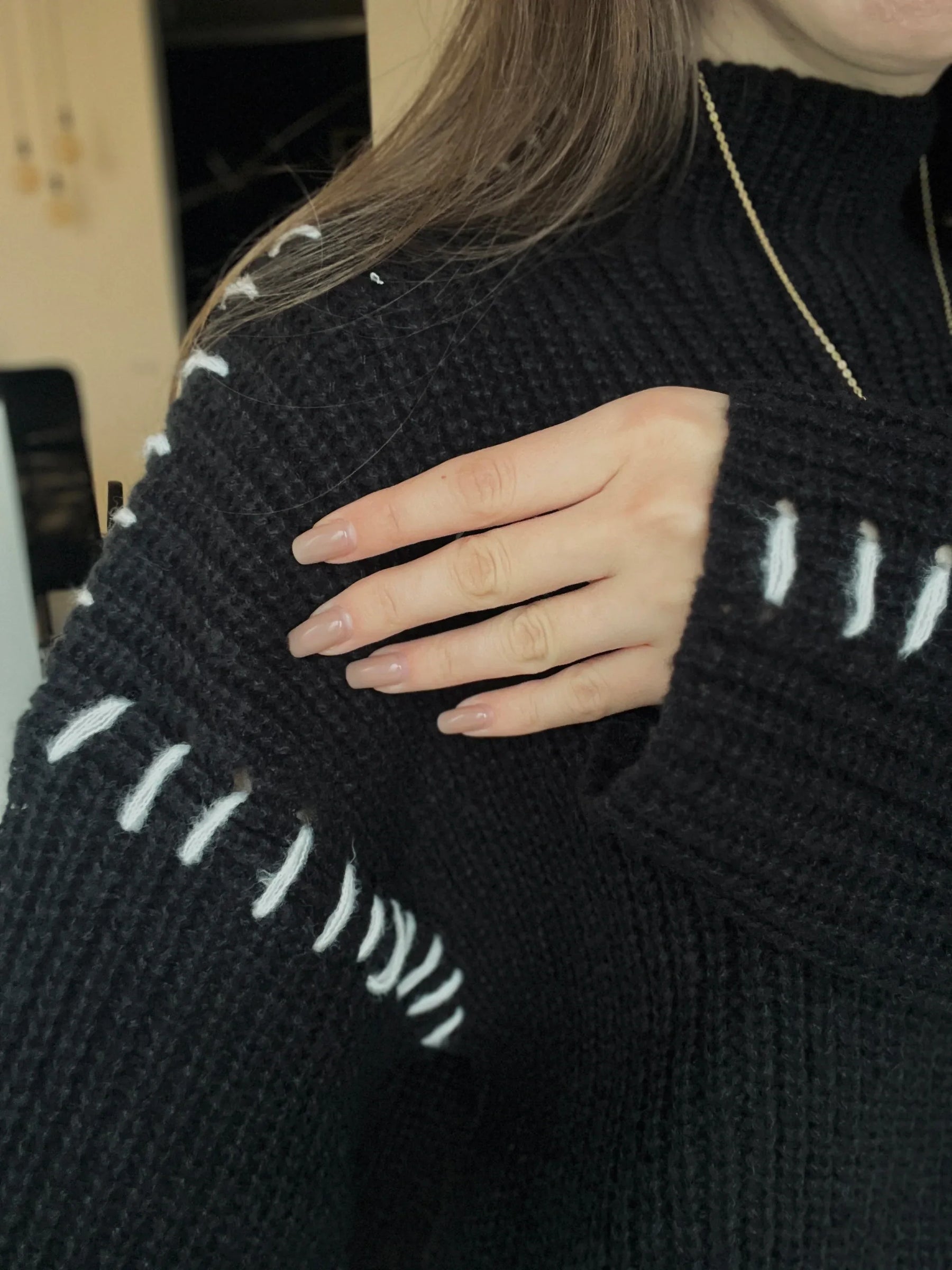 Suéter Contrastante em Algodão