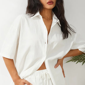 Conjunto de Blusa e Short em Linho