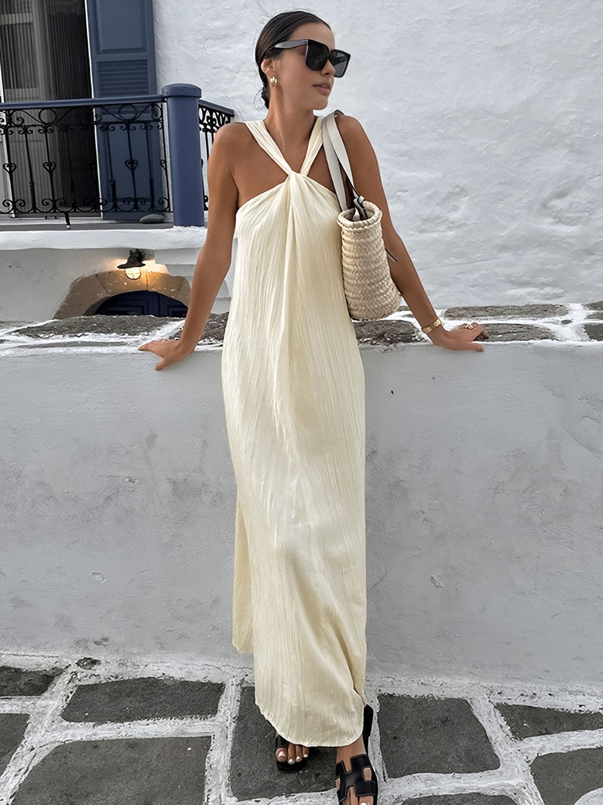 Vestido Longo Halter - Creamy
