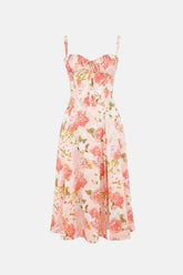 Vestido Floral com Decote Corset - Florence