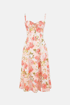 Vestido Floral com Decote Corset - Florence